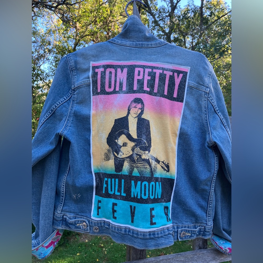Upcycled jean jacket with Tom Petty and lining